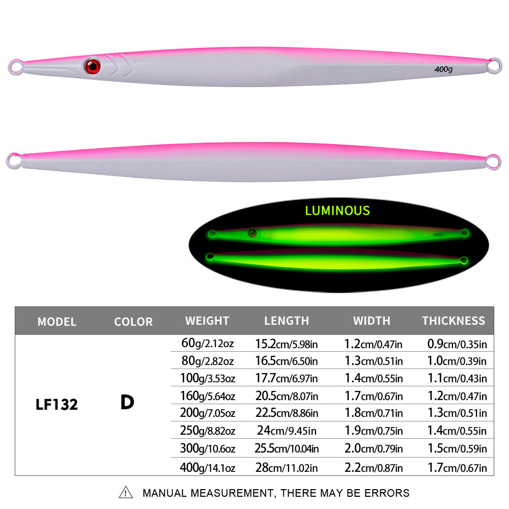 KATYUSHA 160G-200G-250G-300G-400G Glowing Sea Fishing Lure Long Throw Metal Lure Boat Fishing Bait Seawater Jigging Lure