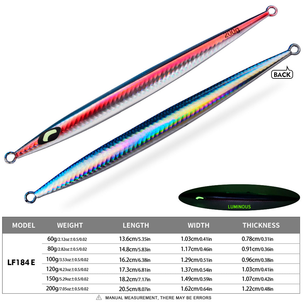 KATYUSHA Metal Jig Lure, 60g-200g, Long Slim Holographic Design Saltwater Deep-Sea Fast Sinking Vertical Jigging Bait