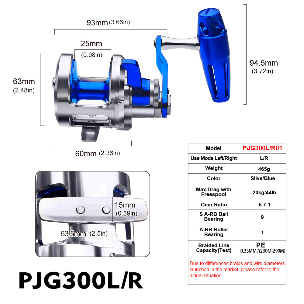 KATUYSHA PJG Jigging Reel Aluminum Alloy Jig Reel Zero Gap Smooth Drag Pre - Spooled PE Line Jigging Reel 300/400 Series Fishing Tackle