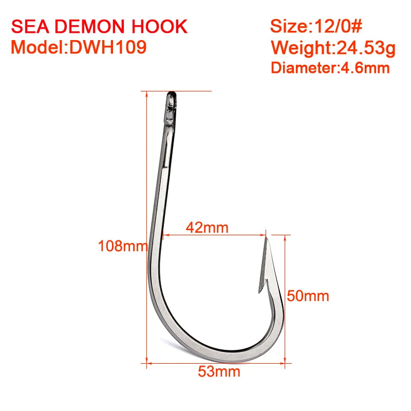 KATUYSHA Heavy Duty Deep Sea Tuna Swordfish Hooks - 316 Stainless Steel J-Hook Fast Penetration Anti-Slip
