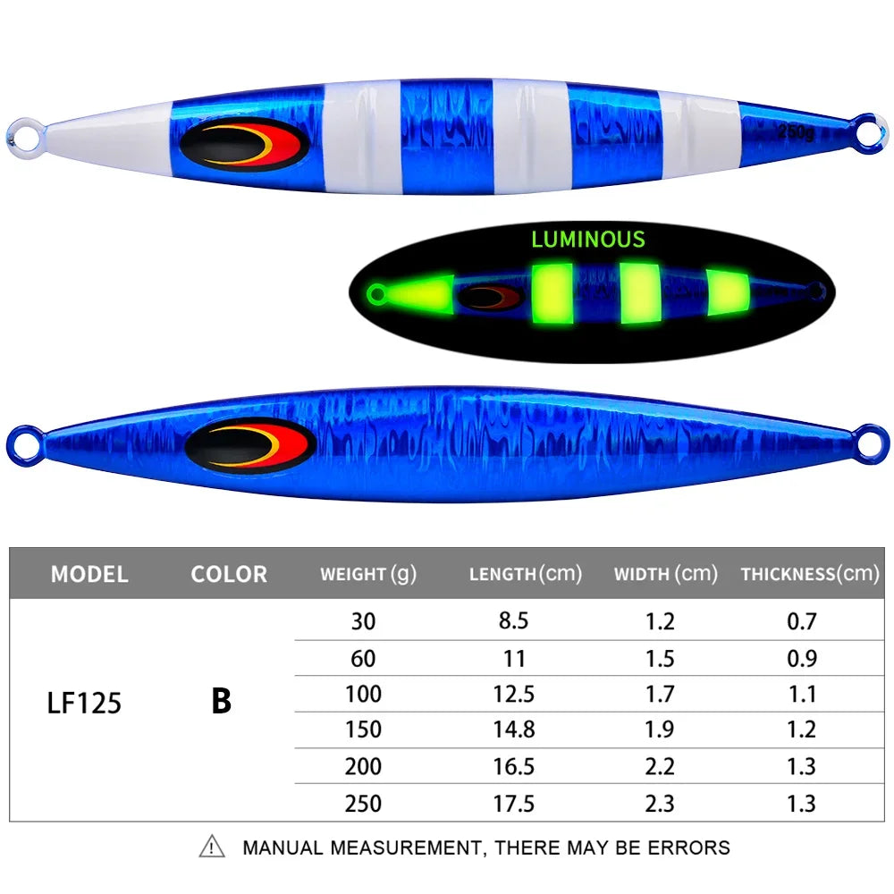 KATUYSHA 1PCS Slow Cast Jigging Bait 30-60-100-150-200-250g Metal Jigs Fishing Lures Artificial Hard Wobbler Bass Fishing Tackle