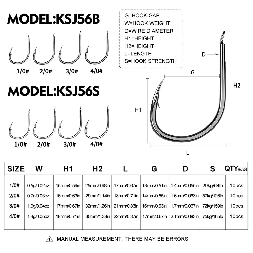 KATUYSHA 1Pcs/lot High Carbon Steel Jig Fishing Hook - Corrosion-Resistant Barbed for Wholesale