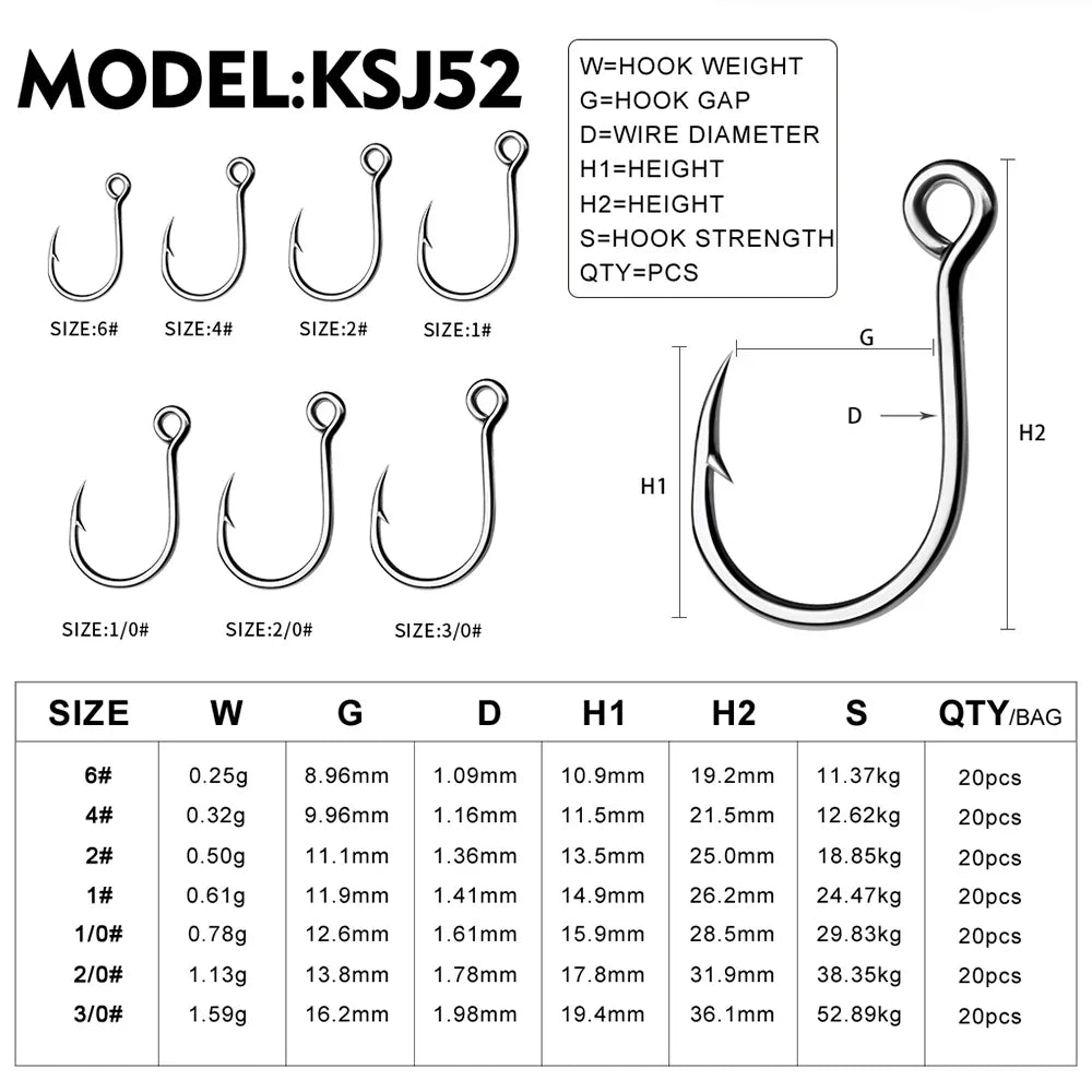 KATUYSHA Wholesale Jig Fishing Hooks - High Carbon Steel Barbed with Quick-Release Bait Clip