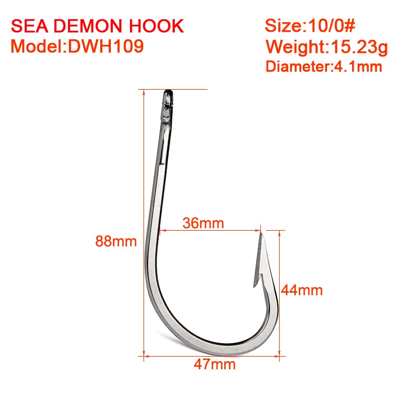 KATUYSHA Heavy Duty Deep Sea Tuna Swordfish Hooks - 316 Stainless Steel J-Hook Fast Penetration Anti-Slip