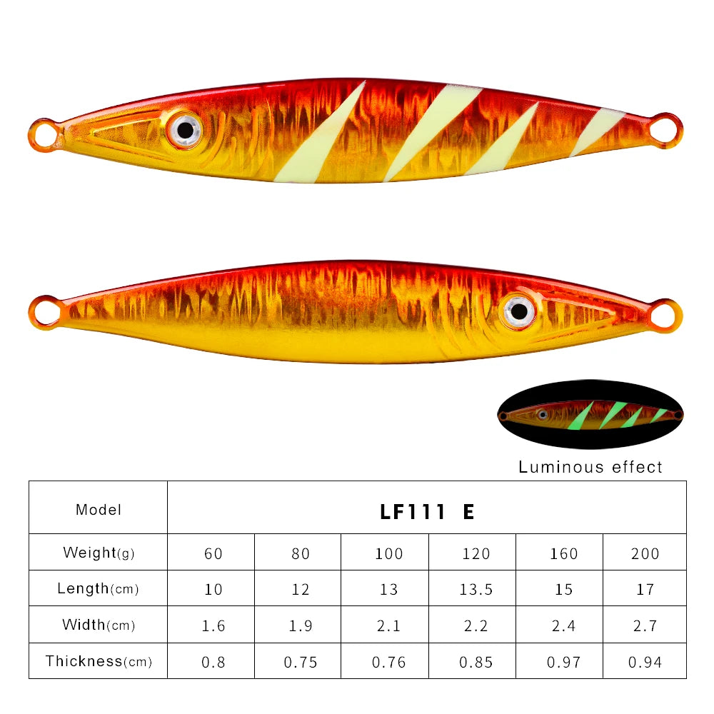 KATUYSHA 60g-200gGlowing Sea Fishing Lure Long Throw Metal Lure Boat Fishing Bait Seawater Jigging Lure