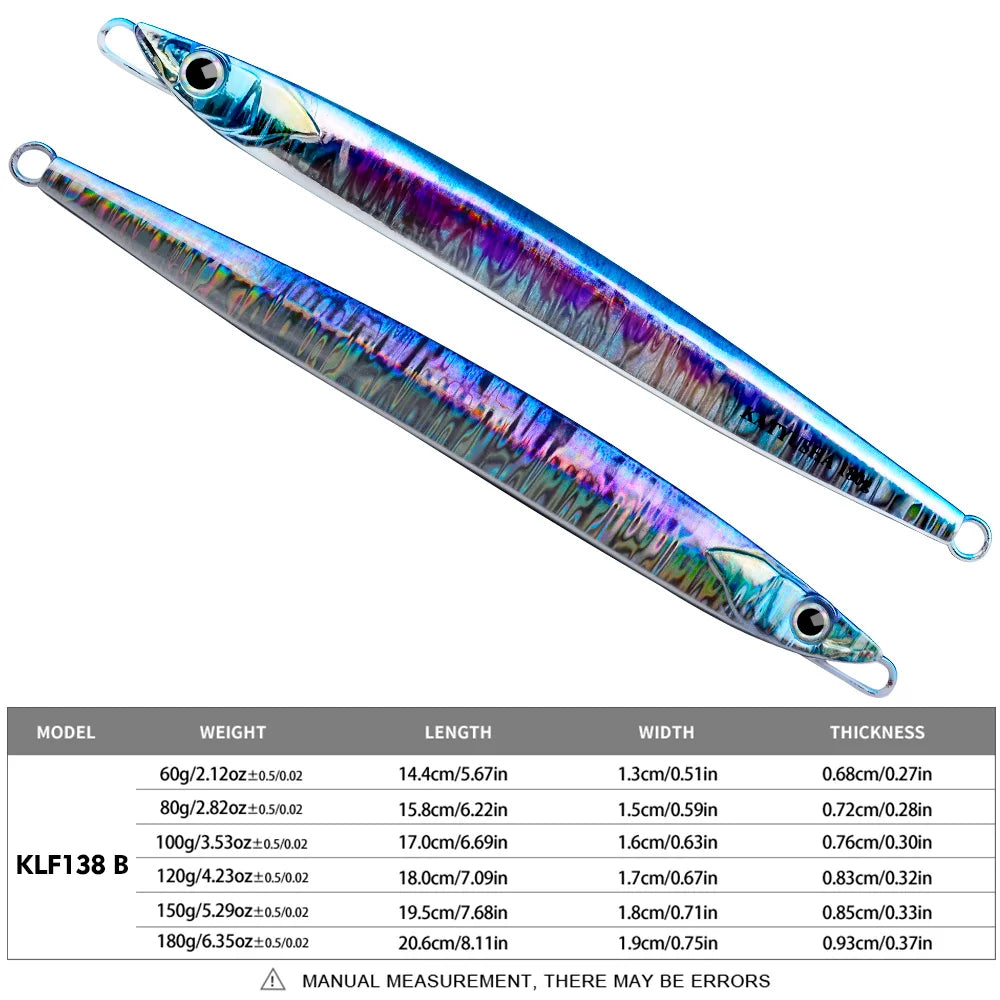 KATUYSHA 60-80-100-120-150-180g Long Throw Metal Lure Seawater Jigging Lure Boat Fishing Bait Glowing Sea Fishing Lure