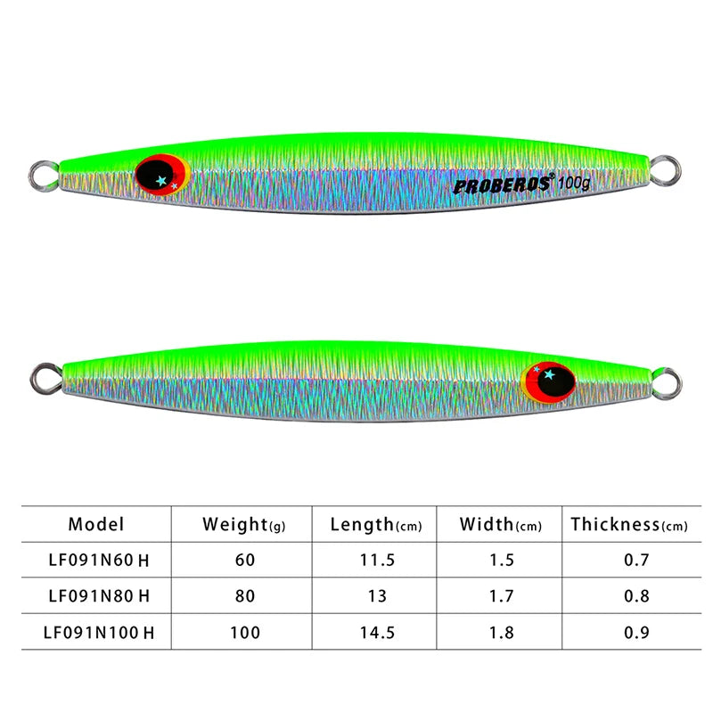 KATUYSHA 60g-80g-100gGlowing Sea Fishing Lure Long Throw Metal Lure Seawater Jigging Lure Boat Fishing Bait