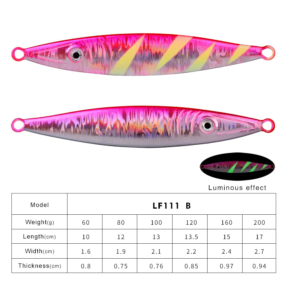 KATUYSHA 60g-200gGlowing Sea Fishing Lure Long Throw Metal Lure Boat Fishing Bait Seawater Jigging Lure
