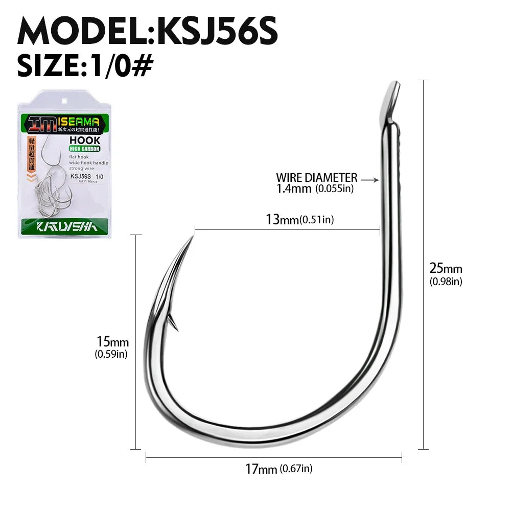 KATUYSHA 1Pcs/lot High Carbon Steel Jig Fishing Hook - Corrosion-Resistant Barbed for Wholesale