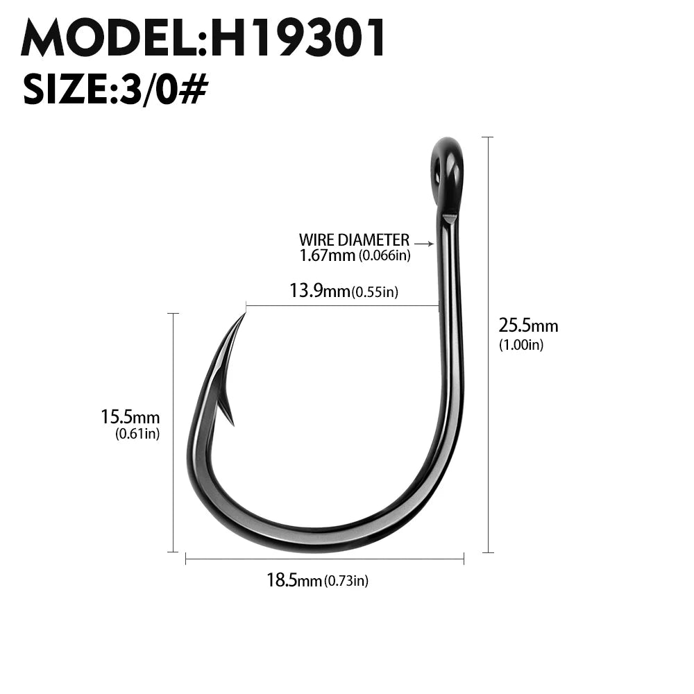 KATUYSHA 50Pcs Wholesale Jig Fishing Hooks - Deep Sea Jigging Barbed High Carbon Steel