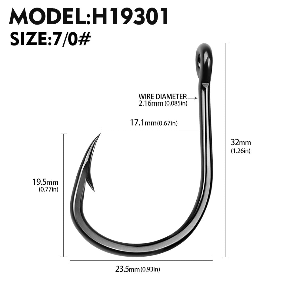 KATUYSHA 50Pcs Wholesale Jig Fishing Hooks - Deep Sea Jigging Barbed High Carbon Steel