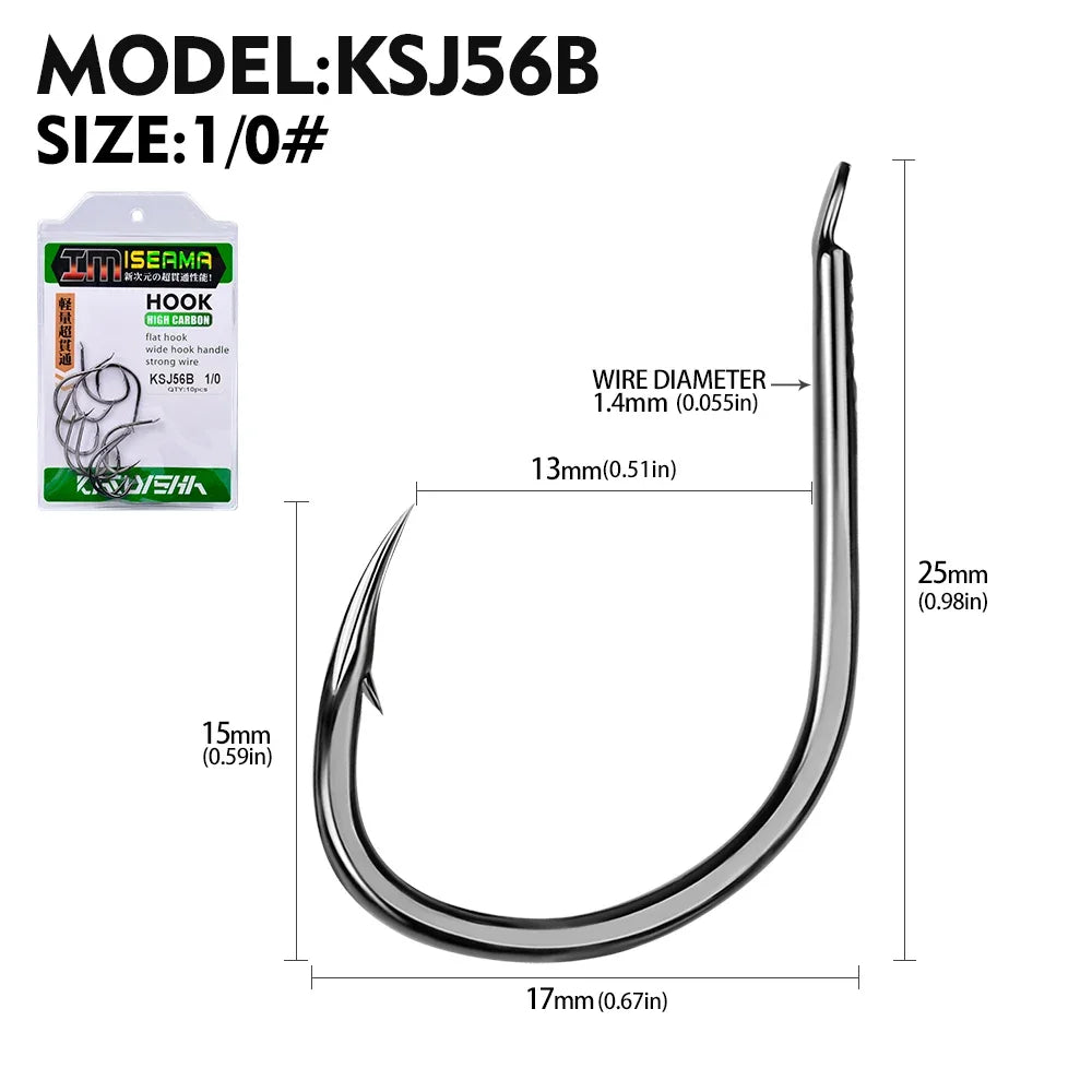 KATUYSHA 1Pcs/lot High Carbon Steel Jig Fishing Hook - Corrosion-Resistant Barbed for Wholesale
