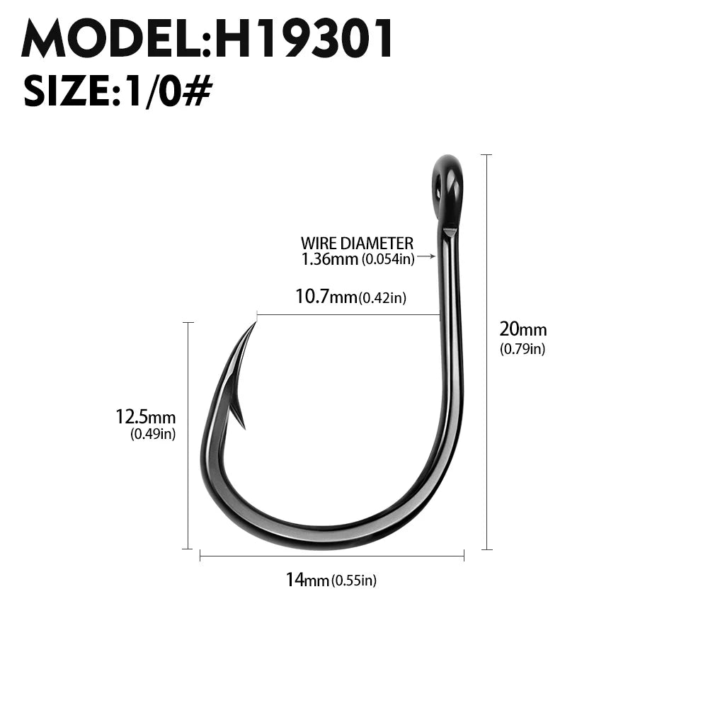KATUYSHA 50Pcs Wholesale Jig Fishing Hooks - Deep Sea Jigging Barbed High Carbon Steel