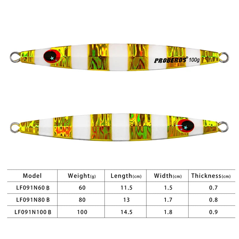 KATUYSHA 60g-80g-100gGlowing Sea Fishing Lure Long Throw Metal Lure Seawater Jigging Lure Boat Fishing Bait