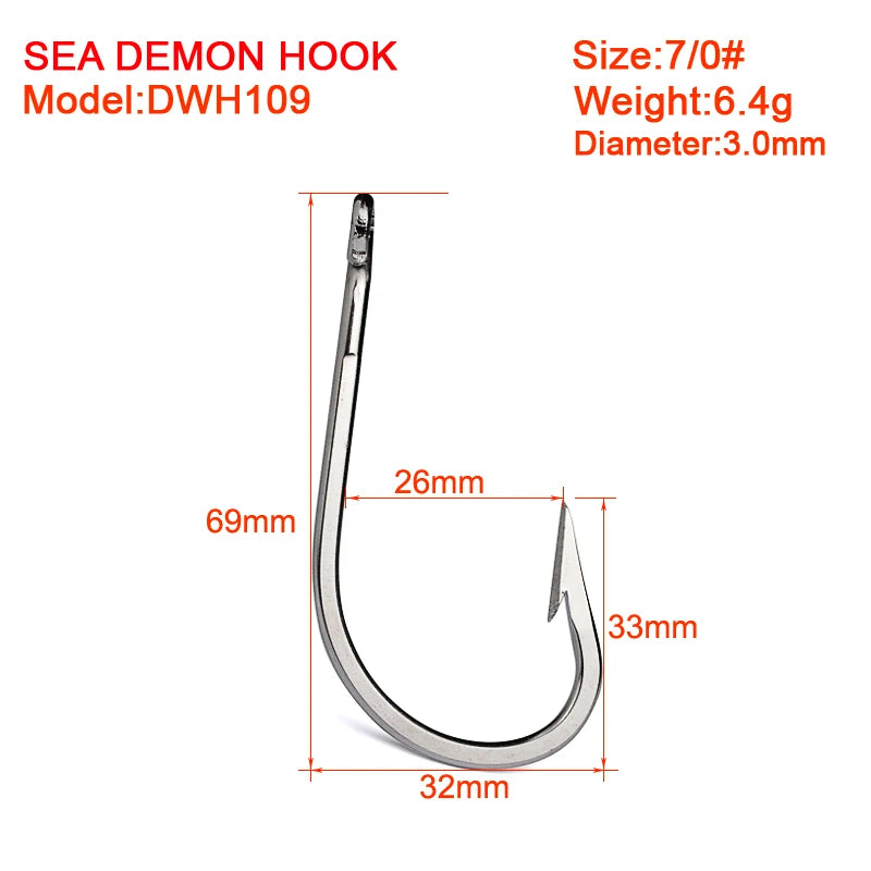 KATUYSHA Heavy Duty Deep Sea Tuna Swordfish Hooks - 316 Stainless Steel J-Hook Fast Penetration Anti-Slip