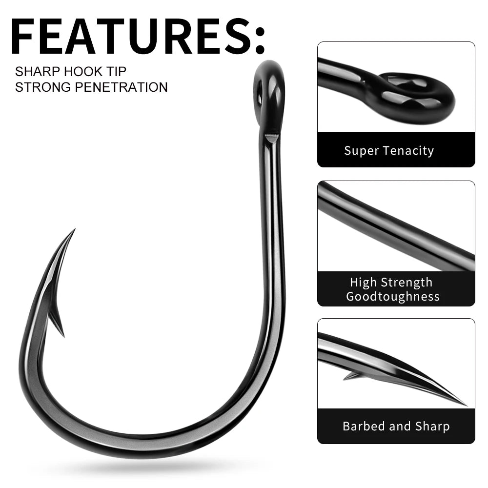 KATUYSHA 50Pcs Wholesale Jig Fishing Hooks - Deep Sea Jigging Barbed High Carbon Steel