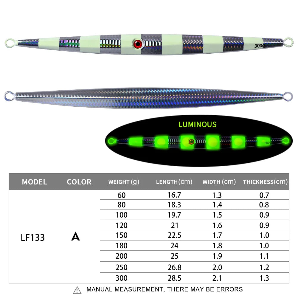 KATUYSHA 60-300G Long Throw Metal Lure Glowing Sea Fishing Lure Boat Fishing Bait Seawater Jigging Lure