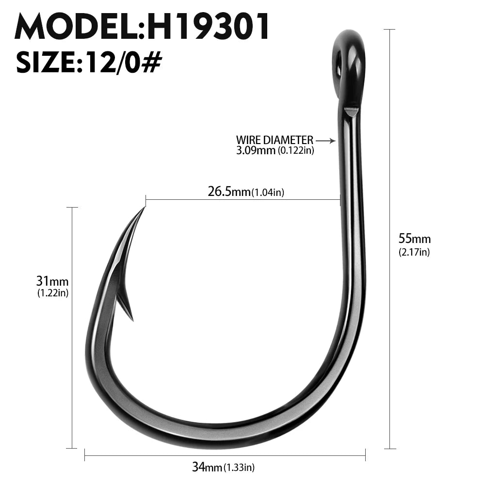 KATUYSHA 50Pcs Wholesale Jig Fishing Hooks - Deep Sea Jigging Barbed High Carbon Steel