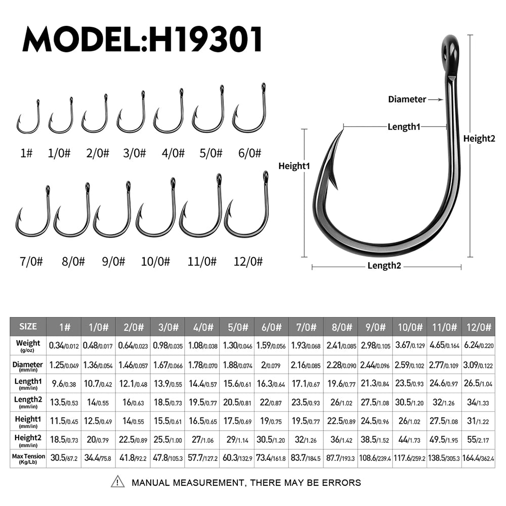 KATUYSHA 50Pcs Wholesale Jig Fishing Hooks - Deep Sea Jigging Barbed High Carbon Steel