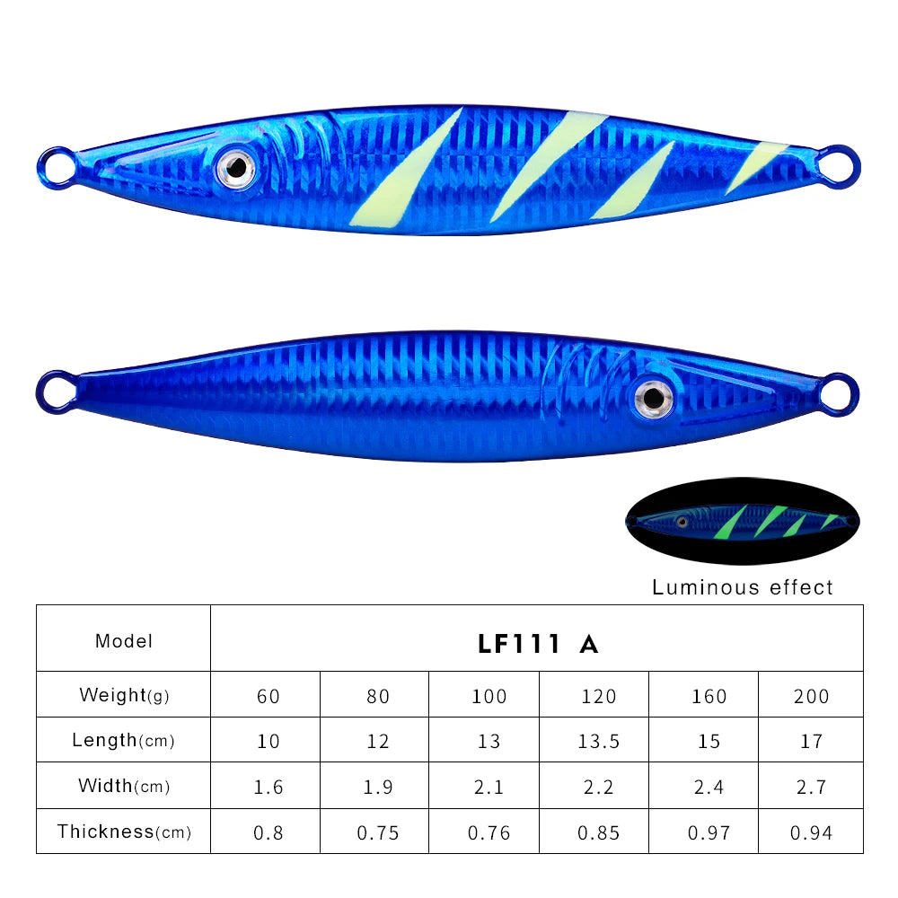 KATUYSHA 60g-200gGlowing Sea Fishing Lure Long Throw Metal Lure Boat Fishing Bait Seawater Jigging Lure