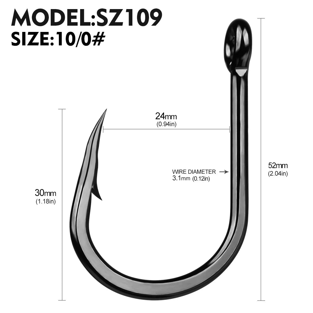 KATUYSHA Deep Sea Jig Fishing Hook - High Carbon Steel Barbed with Pressure-Equalizing Structure