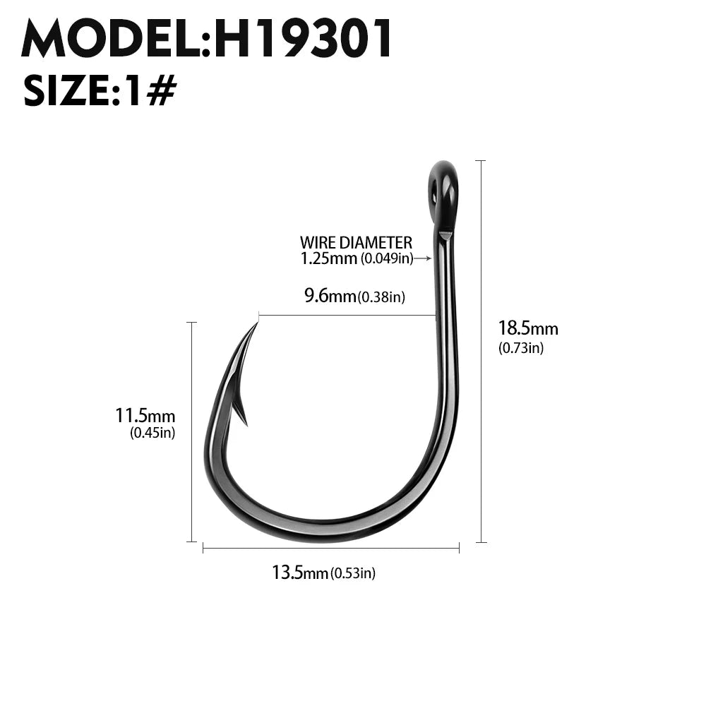 KATUYSHA 50Pcs Wholesale Jig Fishing Hooks - Deep Sea Jigging Barbed High Carbon Steel