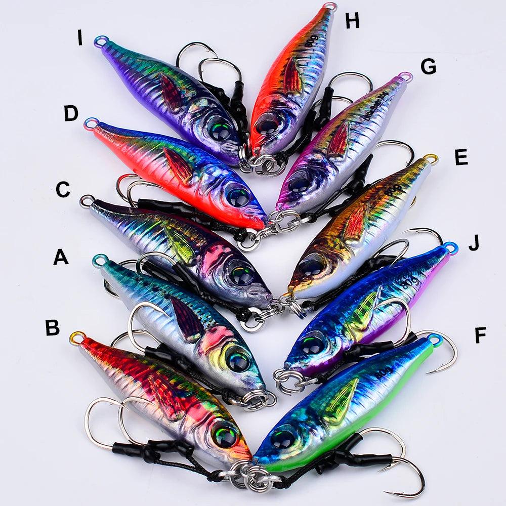 PROBEROS 1PC Luminous Jigging Lure 30-40-60-80g Metal Jigs Fishing Bait Sea Fishing Jig Spoon Trolling Wobbler Hard Isca Pesca