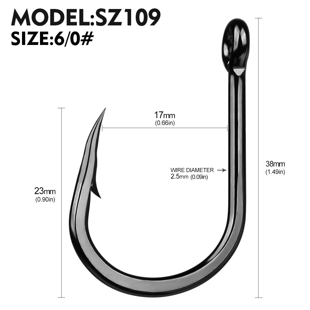 KATUYSHA Deep Sea Jig Fishing Hook - High Carbon Steel Barbed with Pressure-Equalizing Structure