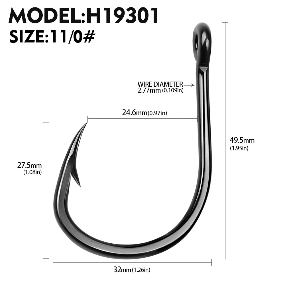 KATUYSHA 50Pcs Wholesale Jig Fishing Hooks - Deep Sea Jigging Barbed High Carbon Steel