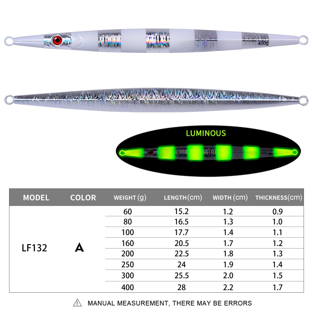 KATUYSHA 160G-200G-250G-300G-400G Glowing Sea Fishing Lure Long Throw Metal Lure Boat Fishing Bait Seawater Jigging Lure