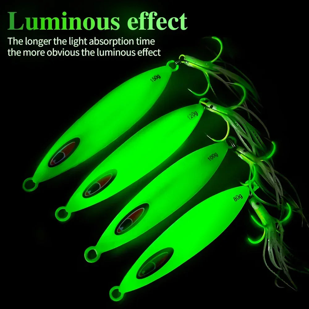 KATUYSHA 80g-100g-300gGlowing Sea Fishing Lure Long Throw Metal Lure Boat Fishing Bait Seawater Jigging Lure
