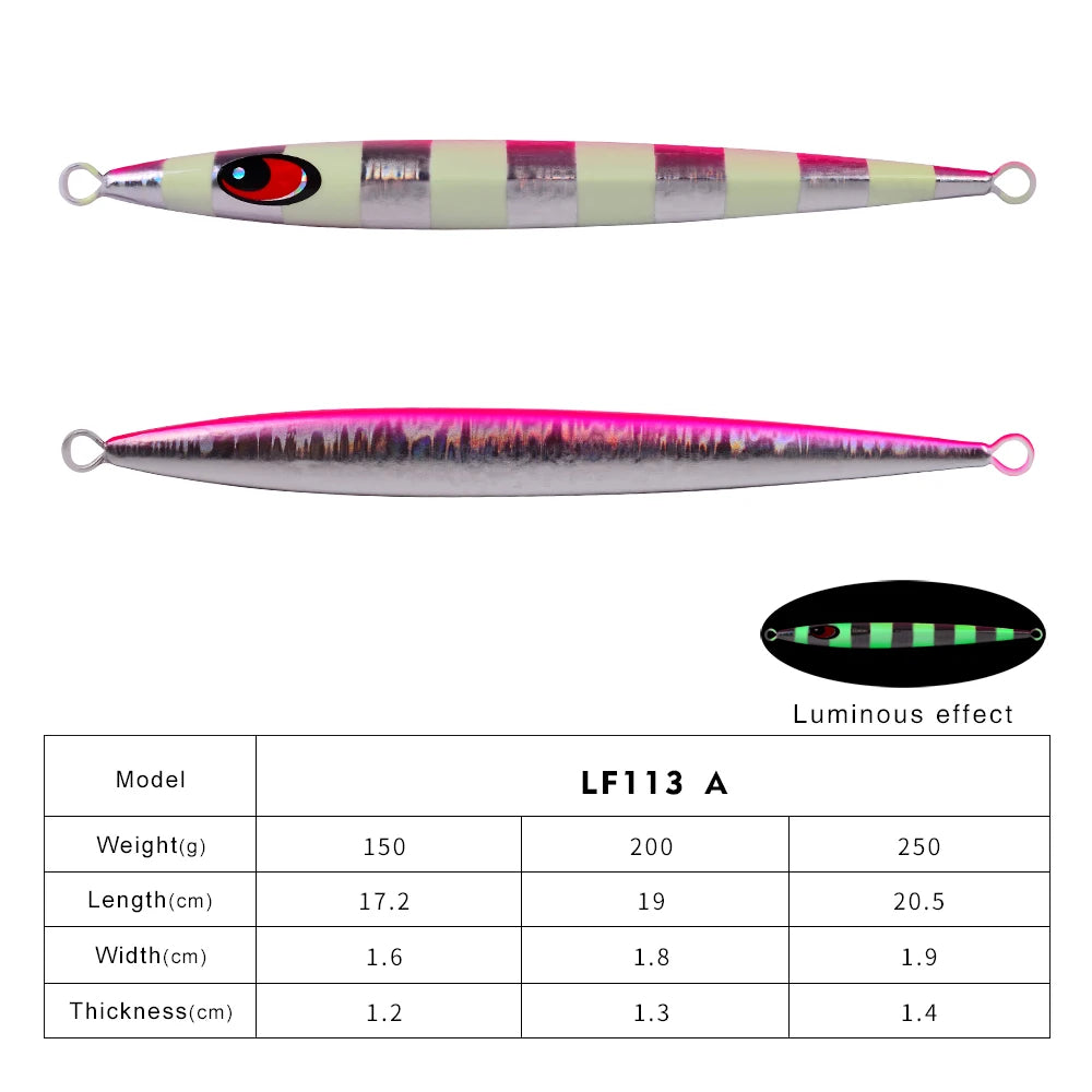 KATUYSHA 150g-200g-250g Long Throw Metal Lure Seawater Jigging Lure Glowing Sea Fishing Lure Boat Fishing Bait