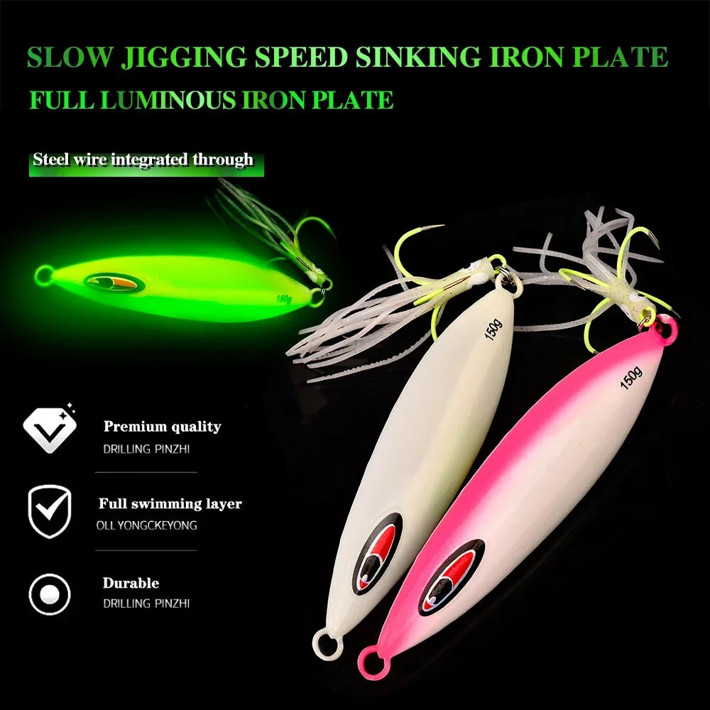 KATUYSHA 80g-100g-300gGlowing Sea Fishing Lure Long Throw Metal Lure Boat Fishing Bait Seawater Jigging Lure