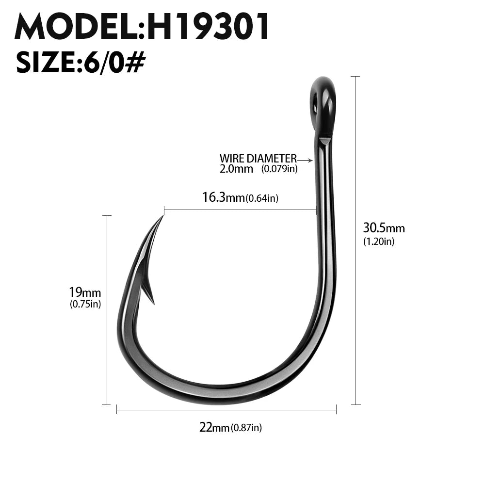 KATUYSHA 50Pcs Wholesale Jig Fishing Hooks - Deep Sea Jigging Barbed High Carbon Steel