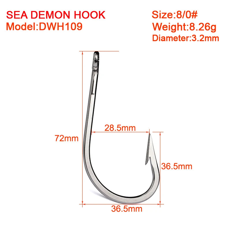 KATUYSHA Heavy Duty Deep Sea Tuna Swordfish Hooks - 316 Stainless Steel J-Hook Fast Penetration Anti-Slip