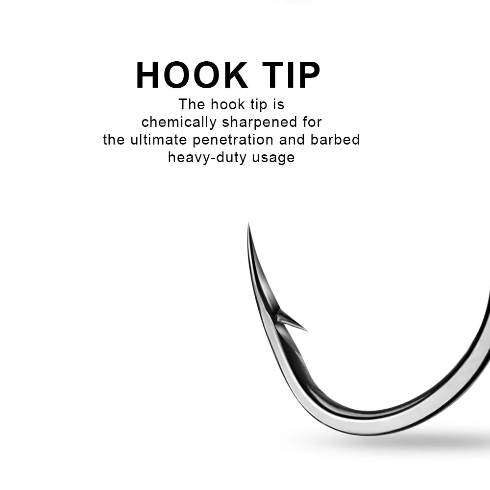 KATUYSHA 50PCS J Hooks 1/0-2/0-3/0-4/0-5/0# Barbed Octopus Fishing Hook High Carbon Steel Offset Fishhooks Black Color Pesca