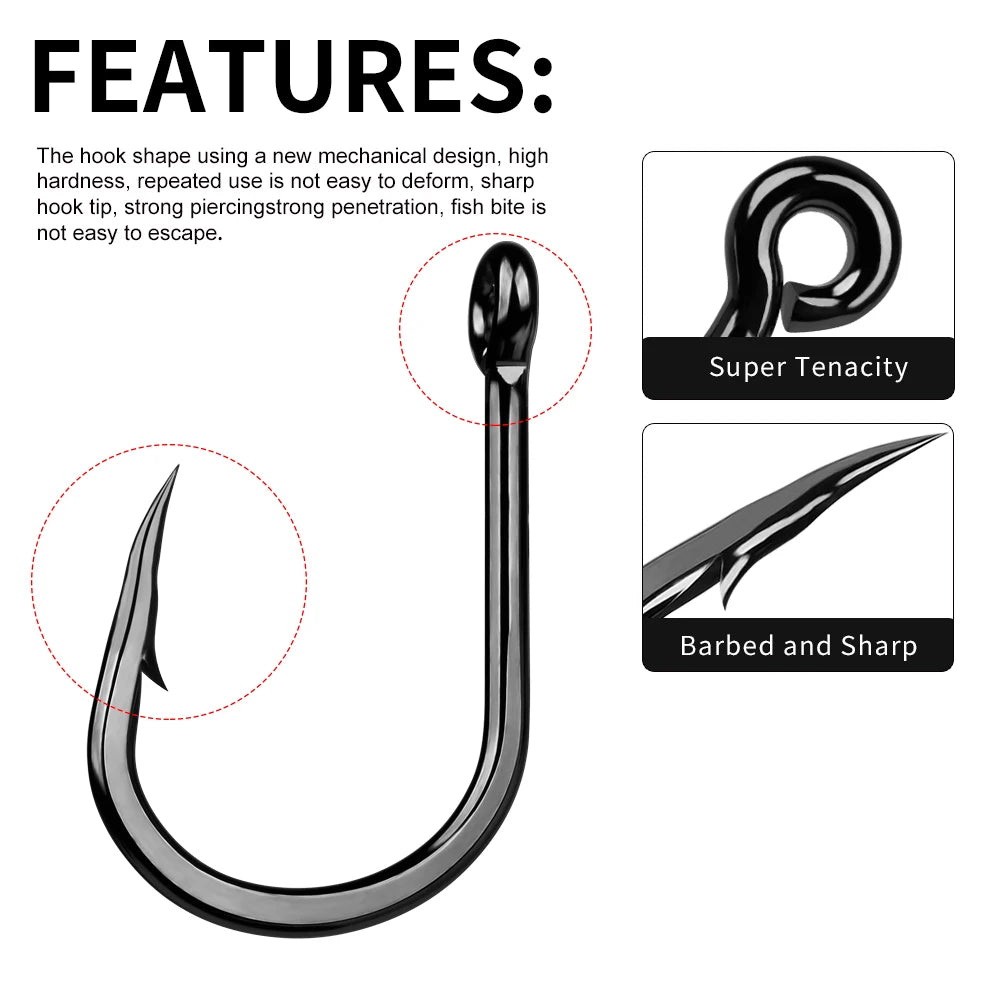 KATUYSHA Deep Sea Jig Fishing Hook - High Carbon Steel Barbed with Pressure-Equalizing Structure
