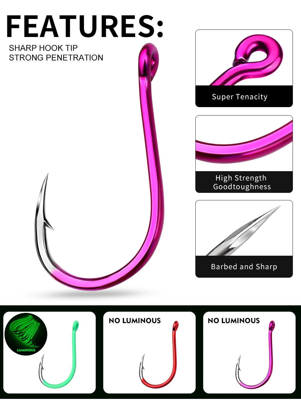 KATUYSHA Coral Reef Jig Fishing Hook - High Carbon Steel Barbed with Abrasion-Resistant Tip
