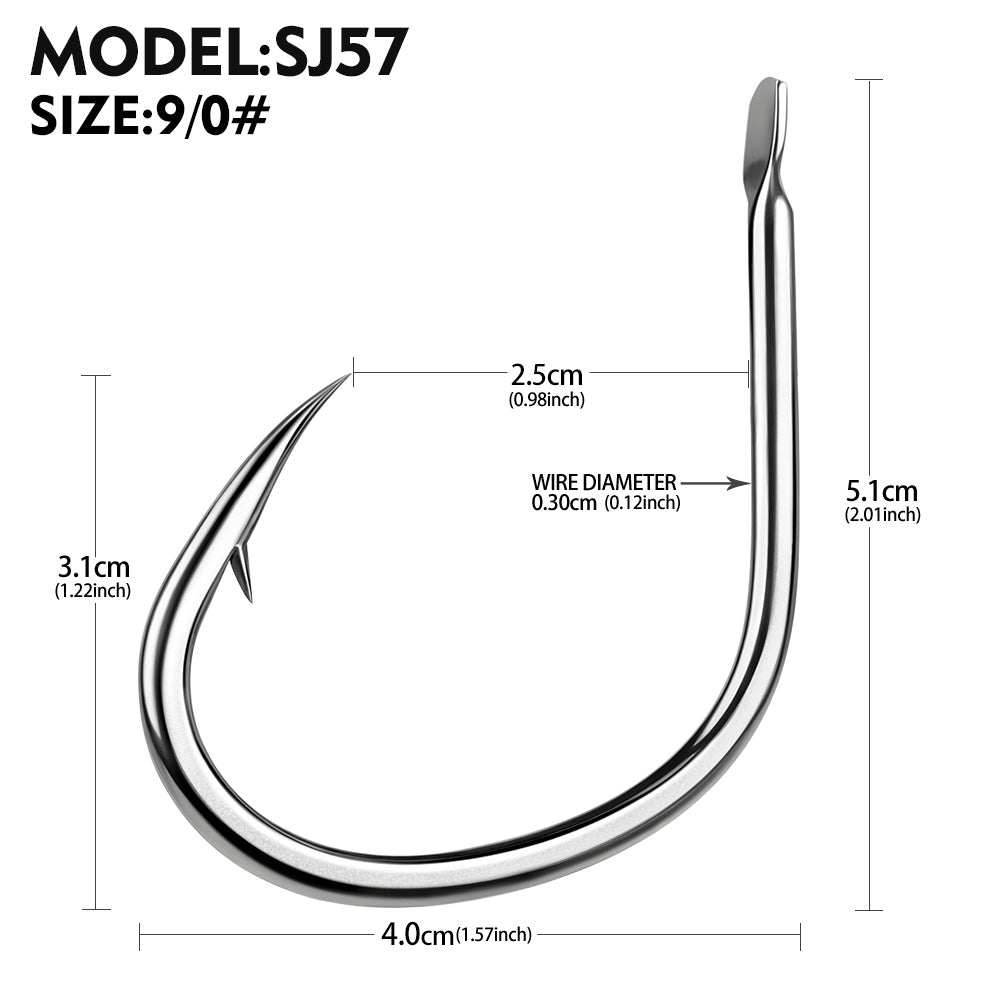 KATYUSHA SJ57 Stainless Steel Circle Fishing Hooks, 1/0#-9/0# Heavy Duty Hooks