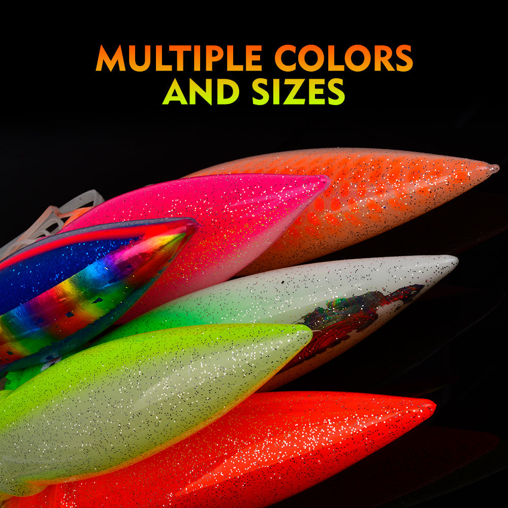SUNLURE SL1007 Soft Squid Skirt Lure, 4 Sizes 10 Colors Octopus Trolling Bait 5PC/BAG