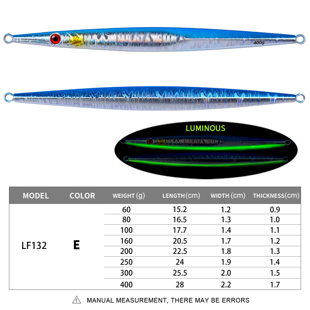 KATUYSHA 160G-200G-250G-300G-400G Glowing Sea Fishing Lure Long Throw Metal Lure Boat Fishing Bait Seawater Jigging Lure