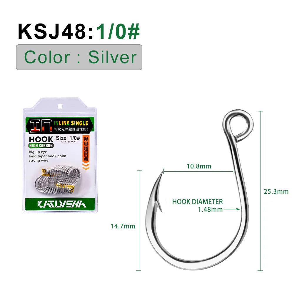KATUYSHA Wholesale Barbed Jig Hooks - High Carbon Steel Offset Bend for Deep Hooking