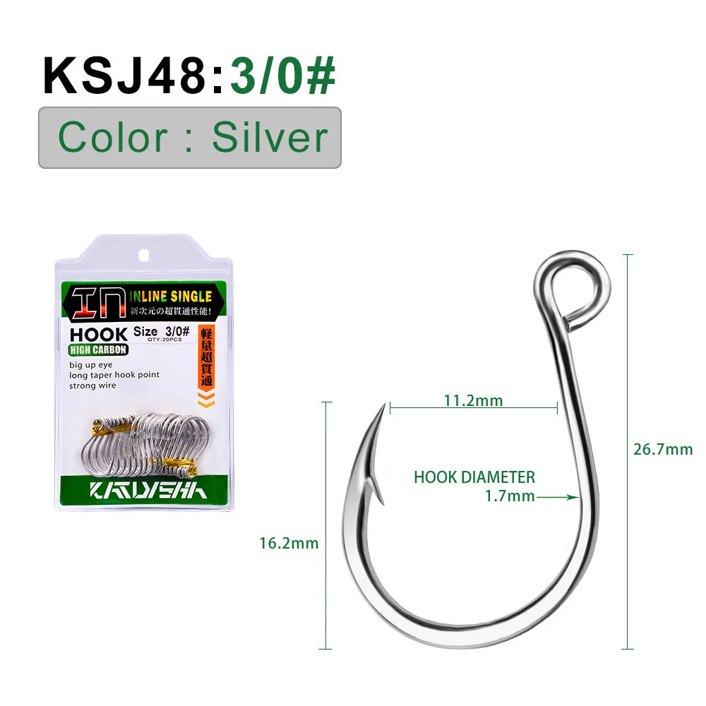 KATUYSHA Wholesale Barbed Jig Hooks - High Carbon Steel Offset Bend for Deep Hooking