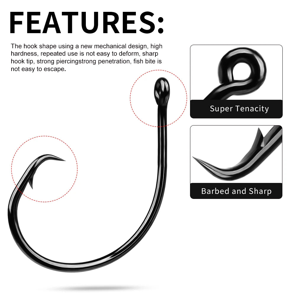 KATUYSHA 4#-7/0# Wholesale Anti-Rust Jig Hooks - High Carbon Steel with Fast Penetration Micro-Serrated Tip