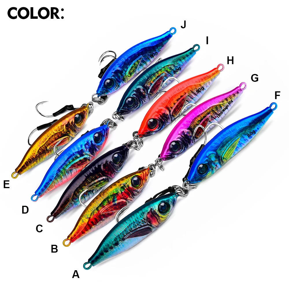 PROBEROS 1PC Luminous Jigging Lure 30-40-60-80g Metal Jigs Fishing Bait Sea Fishing Jig Spoon Trolling Wobbler Hard Isca Pesca
