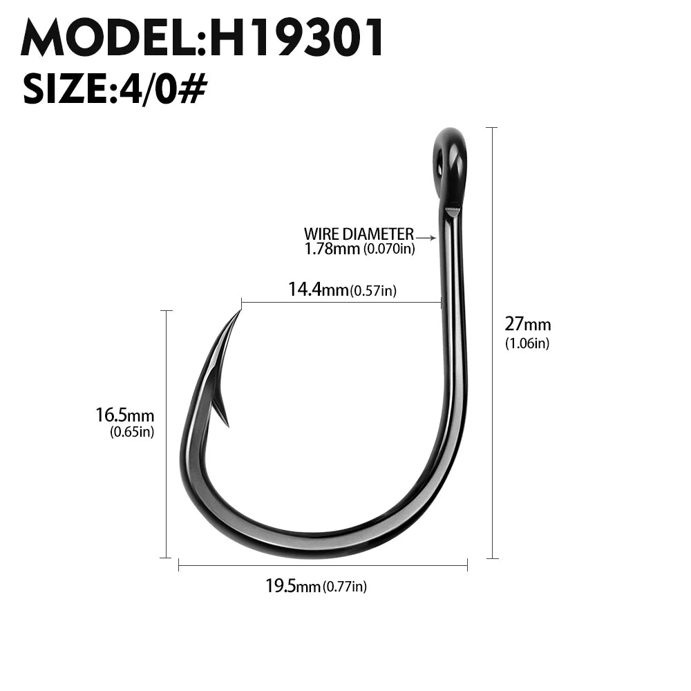 KATUYSHA 50Pcs Wholesale Jig Fishing Hooks - Deep Sea Jigging Barbed High Carbon Steel