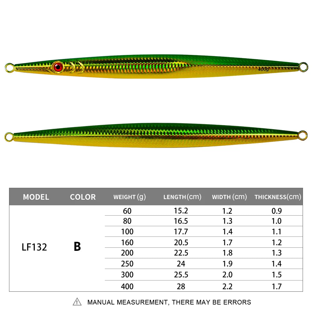 KATUYSHA 160G-200G-250G-300G-400G Glowing Sea Fishing Lure Long Throw Metal Lure Boat Fishing Bait Seawater Jigging Lure