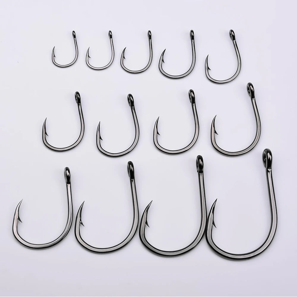 KATUYSHA 50Pcs Wholesale Jig Fishing Hooks - Deep Sea Jigging Barbed High Carbon Steel