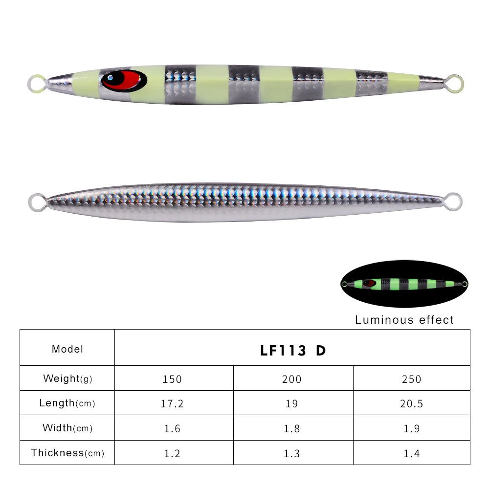 KATUYSHA 150g-200g-250g Long Throw Metal Lure Seawater Jigging Lure Glowing Sea Fishing Lure Boat Fishing Bait