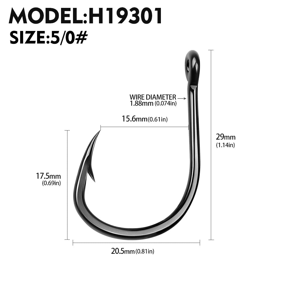 KATUYSHA 50Pcs Wholesale Jig Fishing Hooks - Deep Sea Jigging Barbed High Carbon Steel